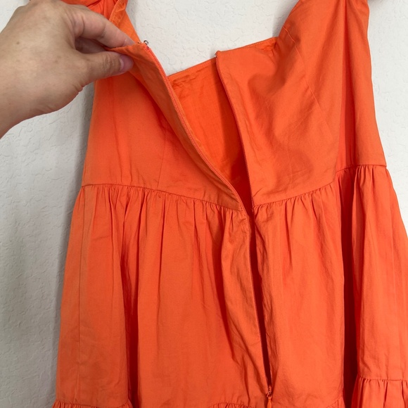 Staud Elio Off the Shoulder Mini Dress Women's Size 8 Orange Button Front Lined - Picture 6 of 16